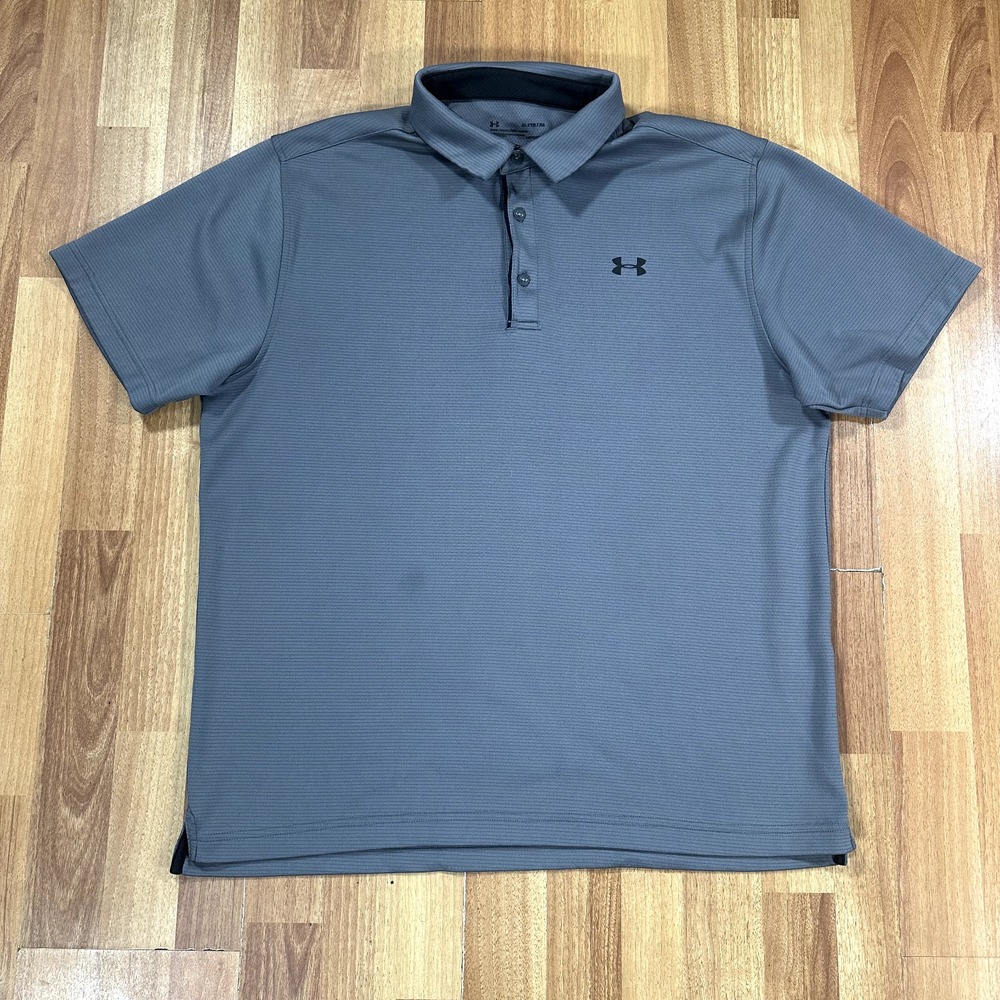 Under Armour Polo Shirt Mens Extra Large Gray Loose Fit Outdoors Heatgear Golf
